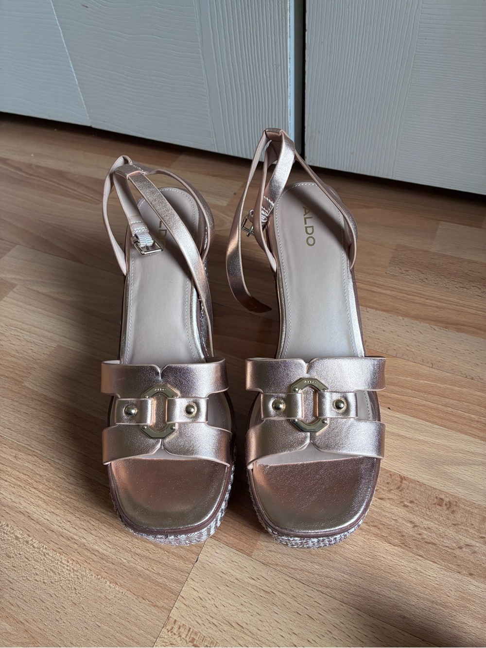ALDO Rose Gold Strappy Platform Sandals
